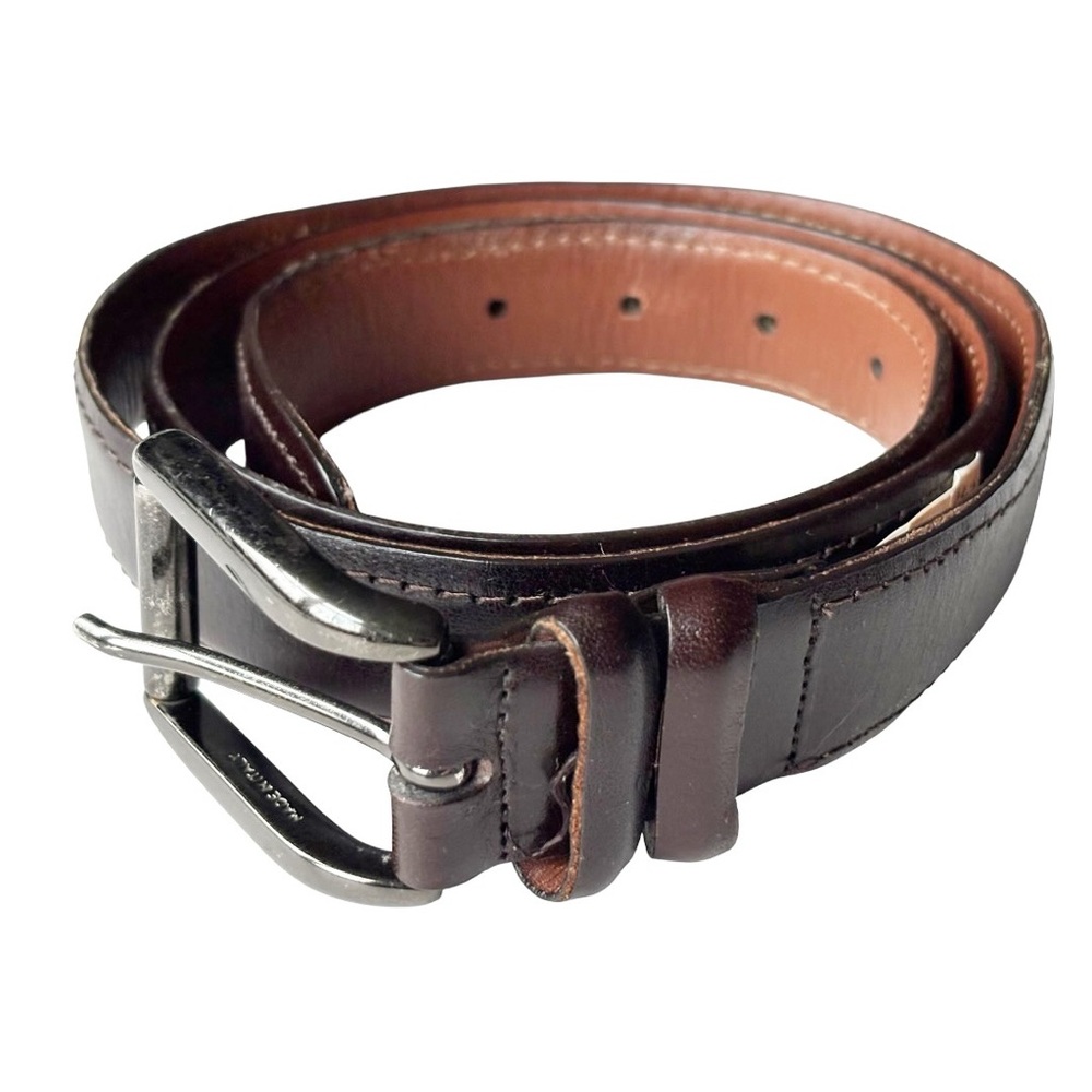 CrookhornDavis leather men’s dark brown supple belt hand made in USA | sz 38